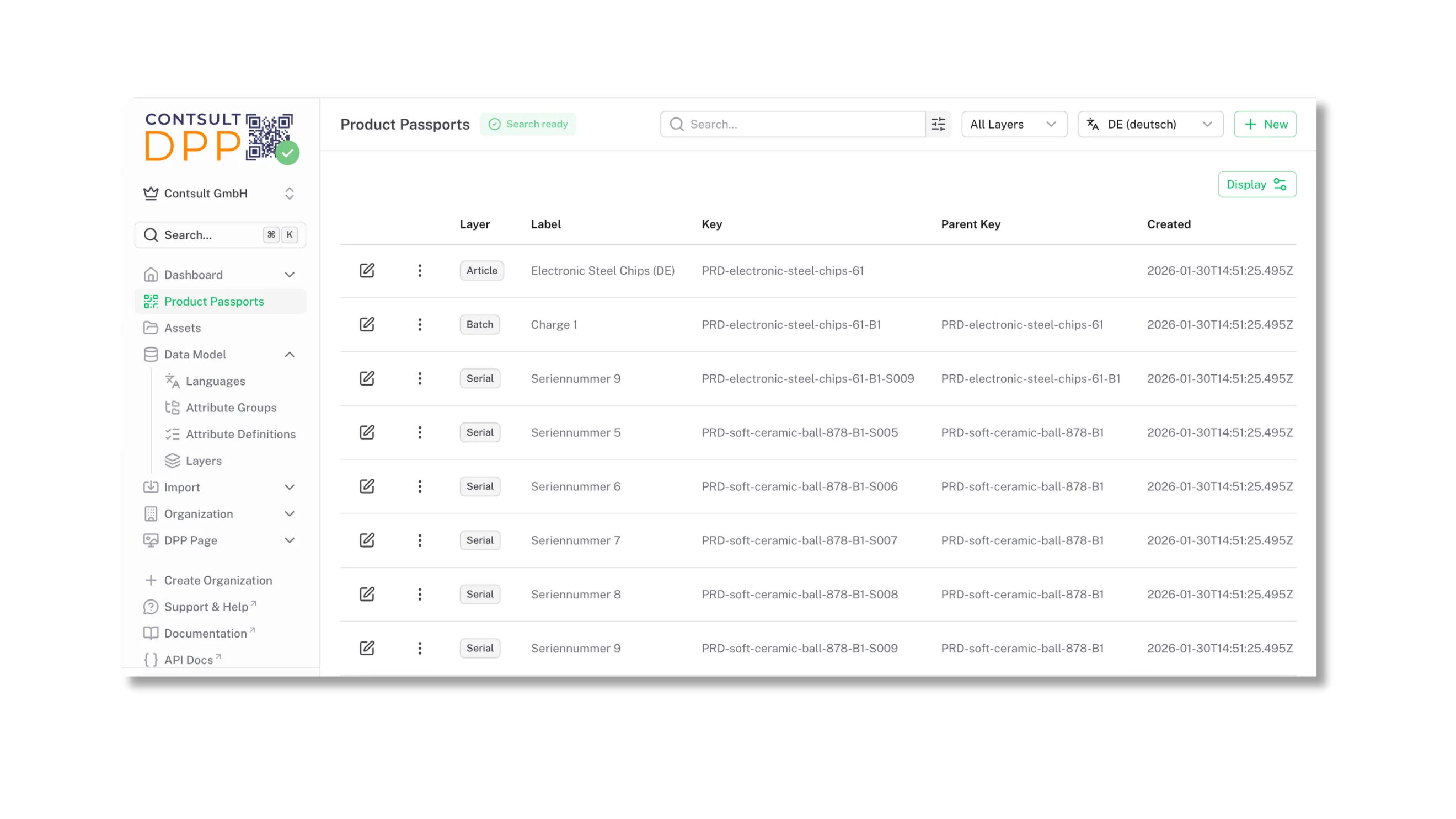 Oberfläche der CONTSULT DPP-Plattform